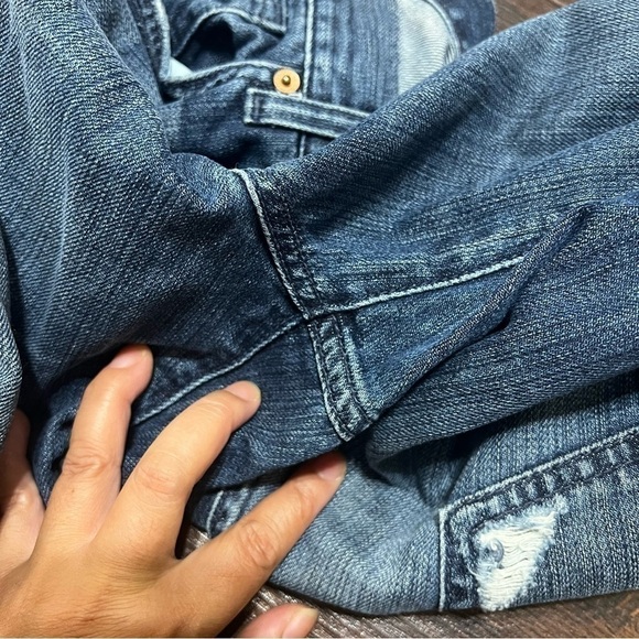 7 FOR ALL MANKIND “Relaxed” button fly distressed jeans size 34/29 *altered GUC - Picture 5 of 14